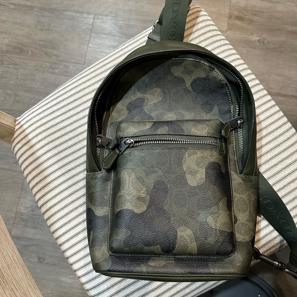 Coach Green Camouflage Slingback Backpack